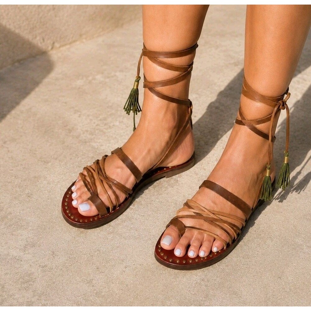 Free People Safari Willow Women's EU 40 Gladiator Sandals Brown Leather Studded